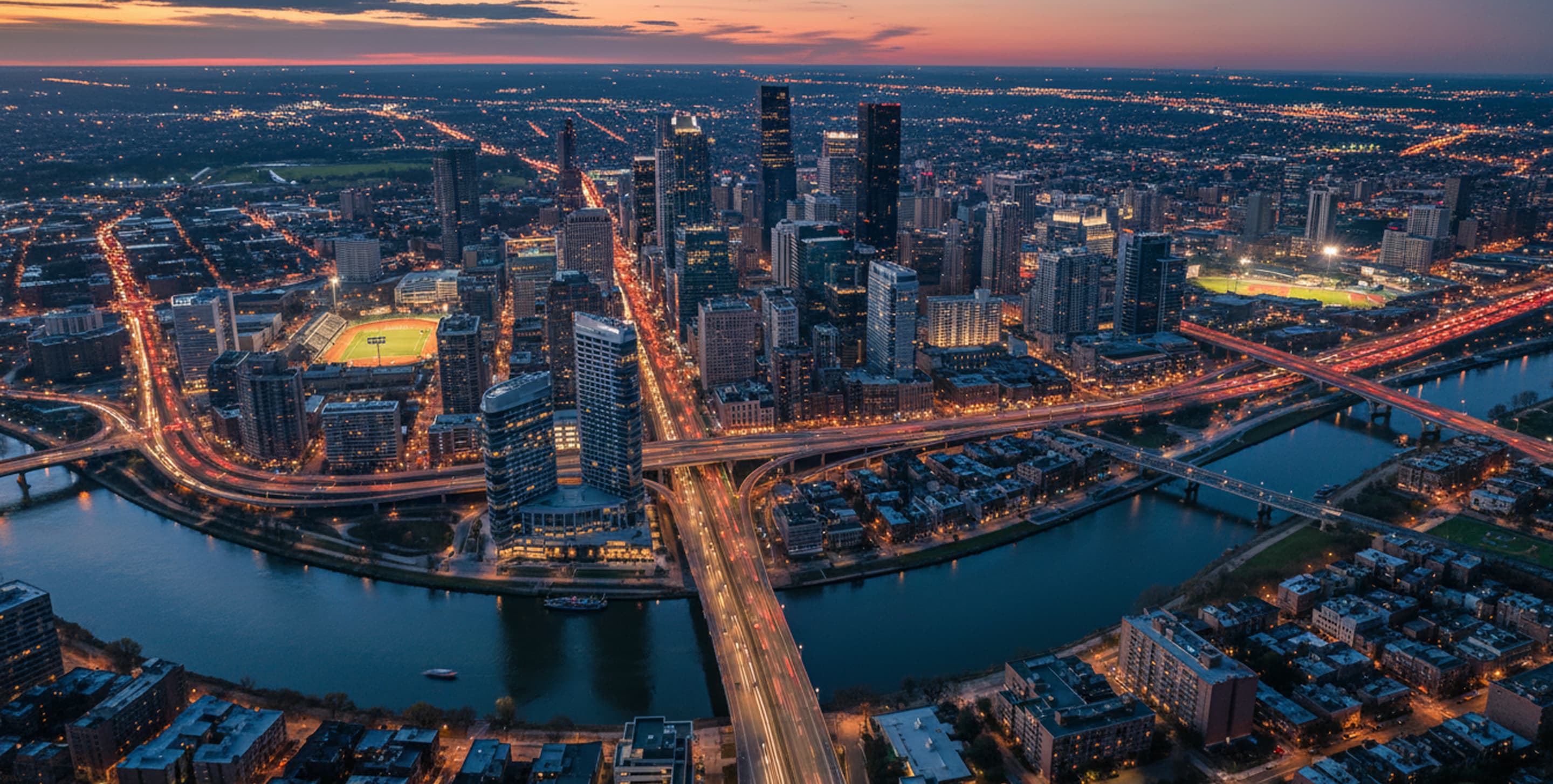 City skyline at night